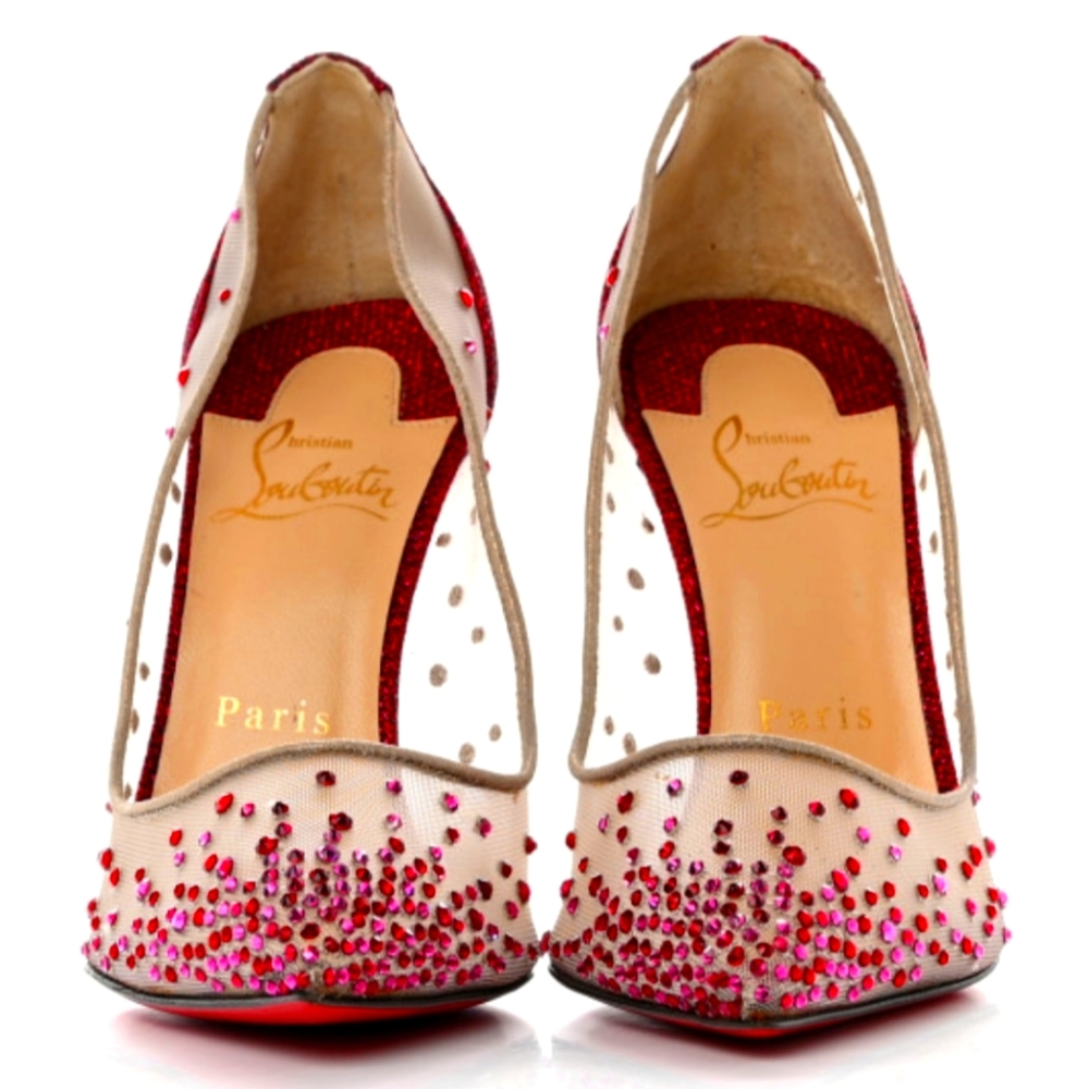 Christian Louboutin FOLLIES STRASS 100 /Glitter Size 39.5 Fucsia Dust bag